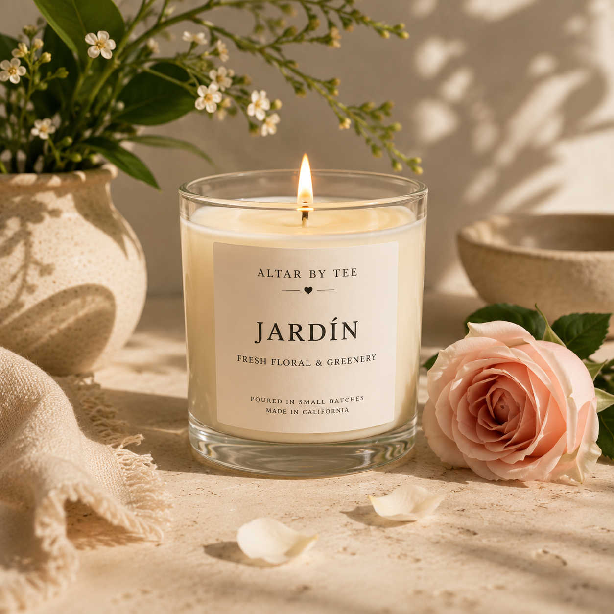 Jardín | Rose & White Tea Candle