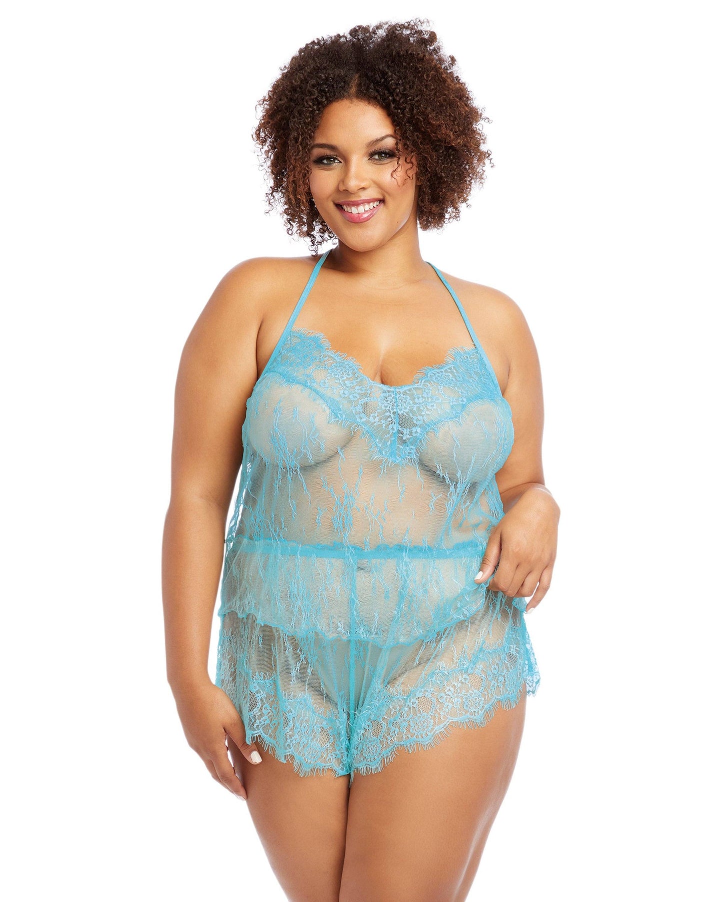 TeeLure Delicate Floral Lace Camisole & Shorts Set